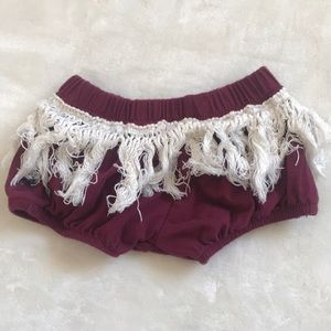 Maroon fringe baby shorts